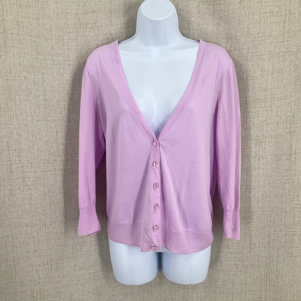 J.Crew Cardigan Sweater Women Medium Pink V-Neck Classic Minimalist Preppy
